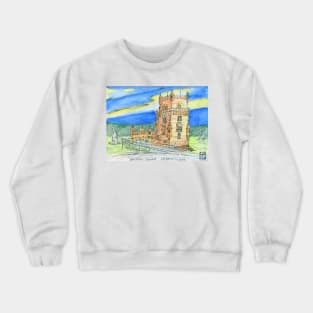 Belém Tower sketch on canvas Crewneck Sweatshirt